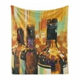 thumbnail image 1 of Wine Soft Flannel Fleece Blanket, Colorful Painting Style Bottles of Wine with Vivid Bruststrokes Beverage Artwork Print, Cozy Plush for Indoor and Outdoor Use, 60" x 80", Multicolor, by Ambesonne, 1 of 6