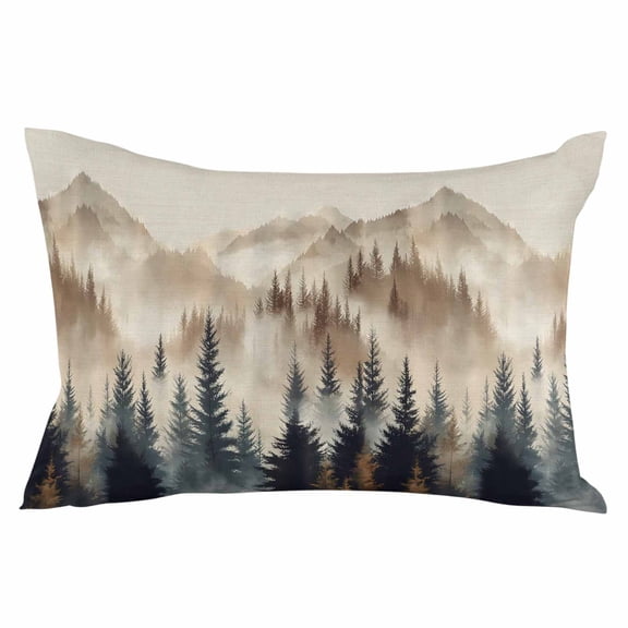 Tan Forest Throw Pillow Cover 12 x 20 Inch Decorative Pillow Cover Trees Woods Vintage Natural Watercolor Lumbar Pillowcase Seasonal Rectangle Cushion Case for Couch Sofa Bed Living Room
