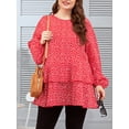thumbnail image 1 of LovelyWholesale Long Sleeve Round Neck Dot Print Layered Cascading Women's Plus Blouse, 1 of 5