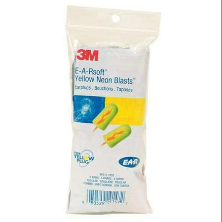 3M VP311-1252 Ear Plugs,Corded,Tapered,PK5