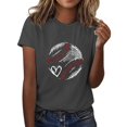 thumbnail image 2 of Tittly T Shirts for Women Tshirts Shirts Women's Fashion Casual Baseball Print Short Sleeve Top T Shirt Summer Tops Graphic Tees Dark Gray S, 2 of 4