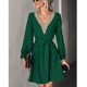 thumbnail image 5 of Vestido Corto, Vestido Corto Informal Con Cinturón, Cuello En V, Mangas Largas, Costuras Para Fiesta ANGGREK Otros, 5 of 7
