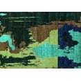thumbnail image 1 of Ahgly Company Machine Washable Indoor Rectangle Oriental Turquoise Blue Modern Area Rugs, 7' x 10', 1 of 4