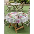 thumbnail image 3 of Spring Easter Outdoor Tablecloth - 60 Inch Round Dining Table Cover, Watercolor Eggs Tulips Flower Wreath Wood Gray Waterproof Outdoor Table Cloth with Umbrella Hole & Zipper for Picnic/Patio/Party, 3 of 7