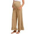 thumbnail image 2 of Solid Color Pregnancy Maternity Women Flared Wide Leg Casual Pants, 2 of 6