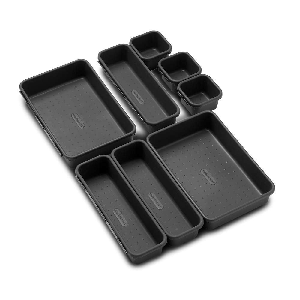 Madesmart 59601 Interlocking Drawer Organizer Storage Bins - Granite