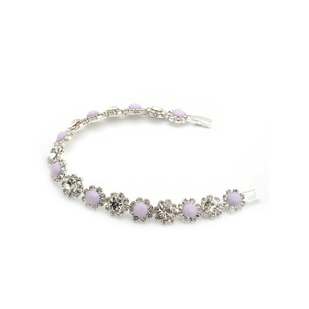 - Wedding Bracelet Silver Plated Amethyst Opaque White Stone Inserts Bracelet