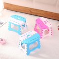 thumbnail image 2 of Folding Step Stool Portable Plastic Step Stool Non-Slip Kitchen Bathroom Bedroom Folding Stool Compact Plastic Step Stool Cartoon Stool Outdoor Fishing Children's Stool (Light Blue), 2 of 8