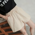 thumbnail image 3 of Women Shorts Summer Loose Linen Cotton Casual Wide Leg Pant Elastic Waist Shorts, 3 of 11