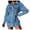 Blue, variant on Gspmoly Women Dresses, Womens Color Lapel Pleated Long Sleeved Denim Dress Medium Length Jacket Cocktail Dresses Deals of The Day