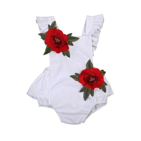 

Dewadbow Baby Girls Sleeveless Jumpsuit Floral Romper Outfits Bodysuit