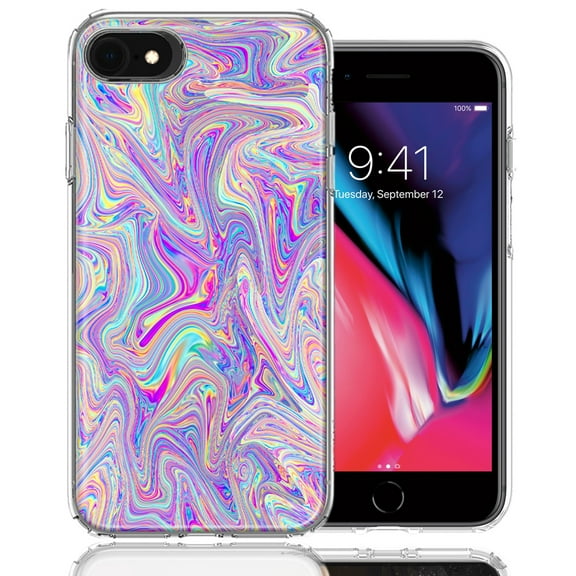 MUNDAZE For Apple iPhone 7/8/SE Paint Swirl Design Double Layer Phone Case Cover