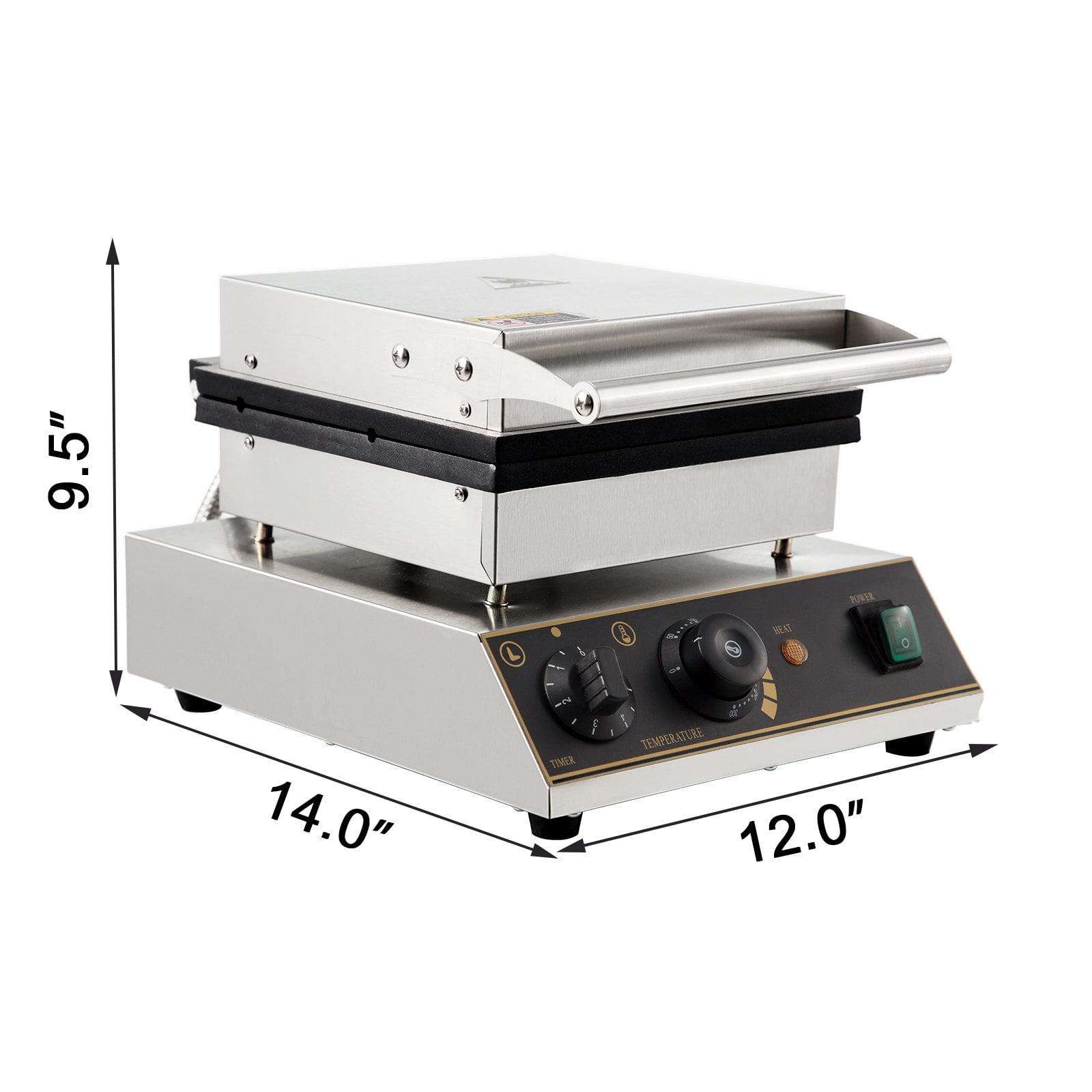 1400W Commercial Bubble Waffle Maker Non Stick Stainless Steel Baker with Rotatable Pans and Adjustable Temperature Egg Bubble Puff Iron with Wooden Handles