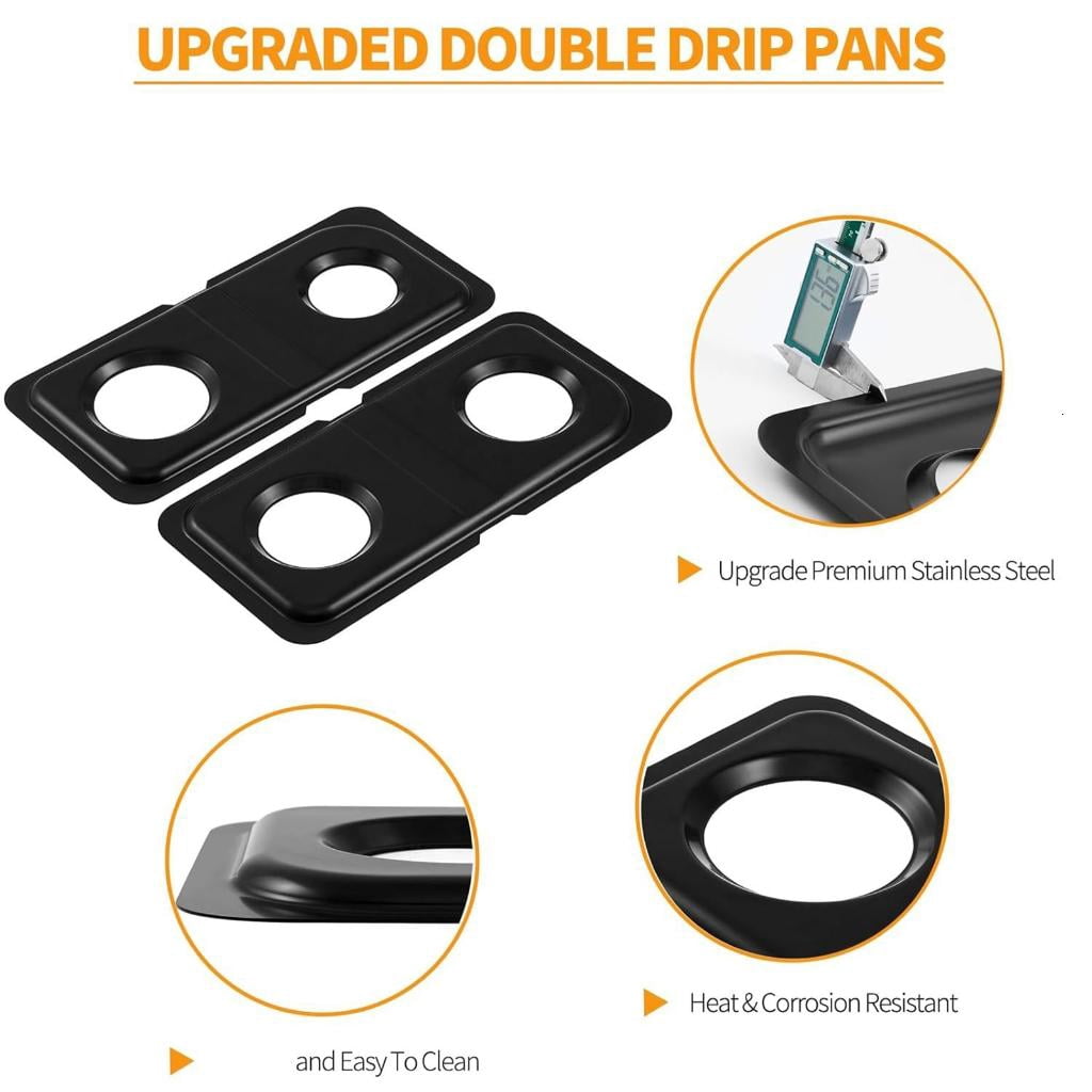Burners Drip Pans Pair for Oven Maintenance Smooth Surfaces Droping Trays Quick Easy Setup