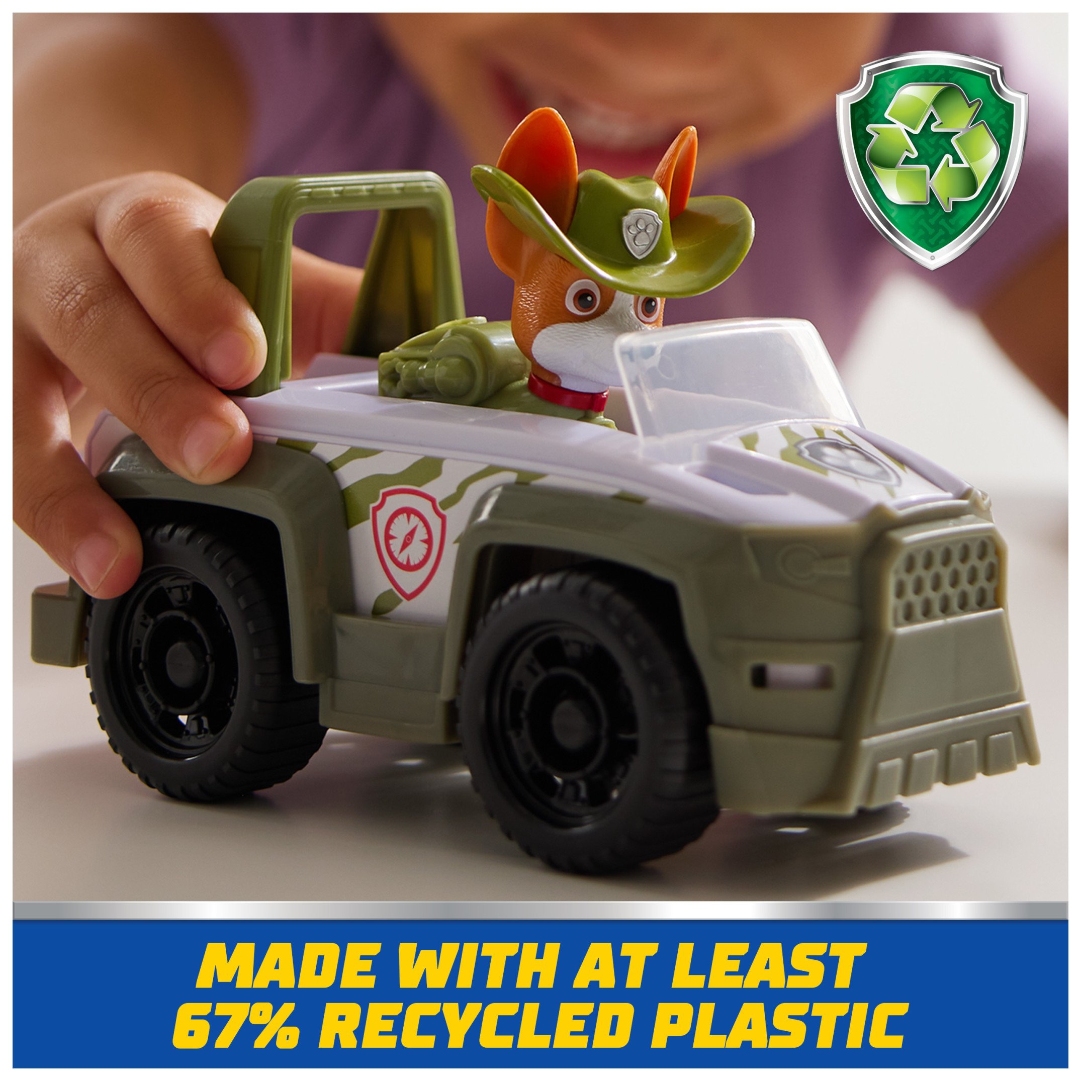 PAW Patrol Jungle Vehicle with Collectible Tracker Figure, Sustainably Minded Toys for Kids Ages 3+