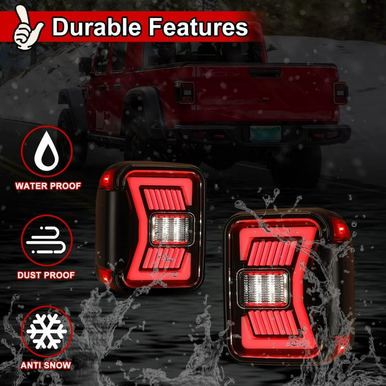 WINJET LED Tail Lights For 2019 2020 2021 Jeep Gladiator JT Glossy