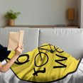 thumbnail image 3 of Yellow Soft Flannel Fleece Throw Blanket, Healthy Life Theme Illustration of Bike to Work Circle Design Artwork Print, Cozy Plush for Indoor and Outdoor Use, 50" x 60", Yellow and Black, by Ambesonne, 3 of 5