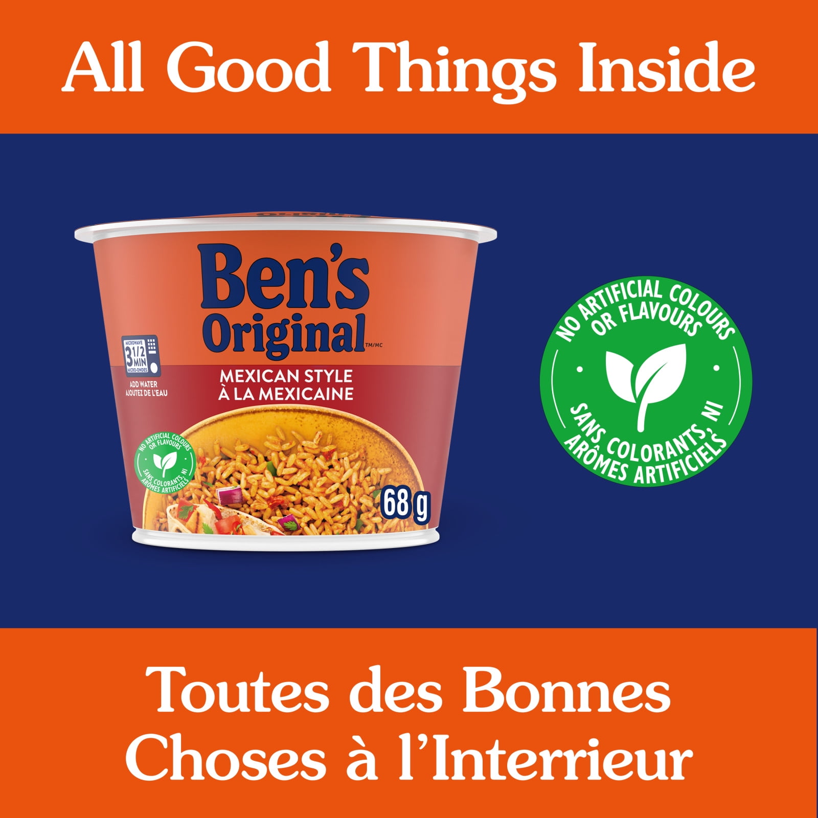 BEN'S ORIGINALMC Riz à la Mexicaine, Collation ou Accompagnement, au Micro-ondes en 3,5 Minutes, 68 g BEN MEXICAN SINGLE SERVE CUP 68g