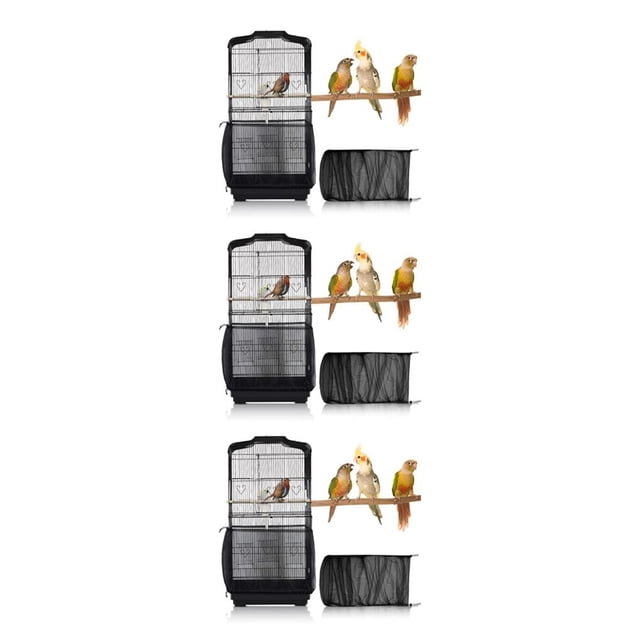 QualitChoice Stylish And Functional Universal Bird Cage Cover For Any Home Black Fits All 3Set