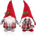 thumbnail image 1 of Juego de 2 muñecos de Papá Noel de YONGSHENG de punto de felpa a cuadros rojos 11,8 pulgadas, 1 of 5