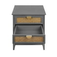 thumbnail image 5 of Lisonu 2-Drawer Side Table - Natural Rattan - End Table - Suitable for Bedroom, Living Room, or Study - Gray MDF, 5 of 22
