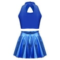 thumbnail image 2 of TTAO Kids Girls Sleeveless Ballet Dance Crop Top with Skirt Jazz Latin Ballroom Cheerleading Performance Costume Royal Blue 6, 2 of 5