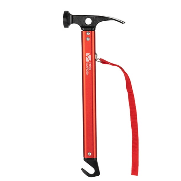 Extractor de clavos Toldo portátil Clavijas Martillo Equipo de senderismo (Rojo)