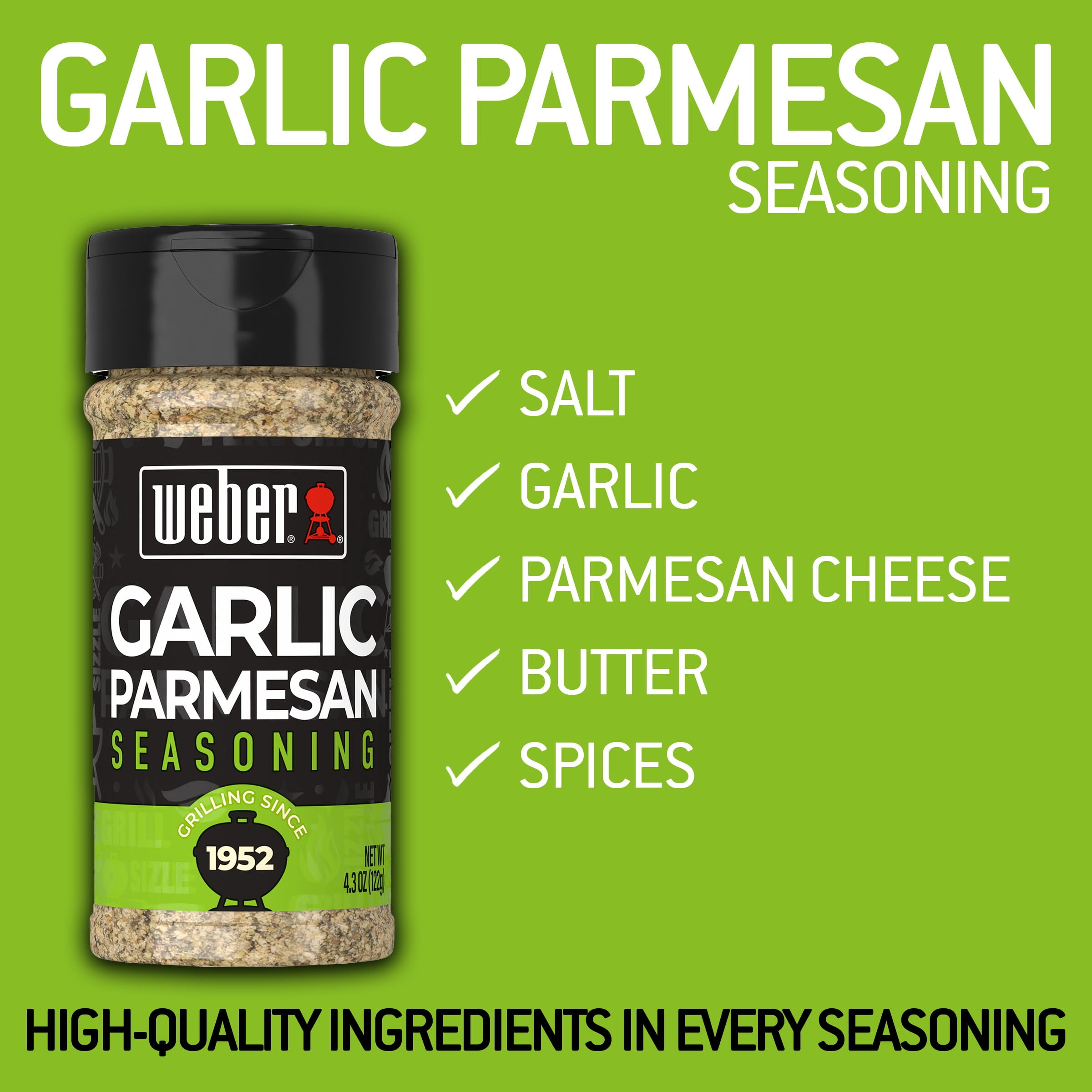 Weber Garlic Parmesan Seasoning, Gluten Free, 4.3 oz
