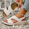 thumbnail image 6 of LOVZFMLL Women's Sandals 2025 Print Comfort Walking Hiking Wedges Sandals with Arch Support Open Toe Ankle Strap Casual Summer Sandals Beige 6, 6 of 7