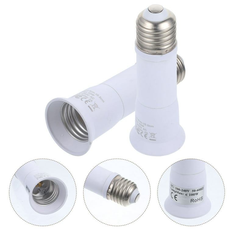 2pcs Bulb Socket Extender Telescopic Light Bulb Extension Socket E27 Socket, Size: 11X4X4CM, White