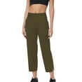 thumbnail image 3 of BXINGOHAI Stretch Active Pants for Women Soft Elastic Waist Capri Yoga Pants Lightweight Pull On Wide Leg Leggings with Pockets Army Green M, 3 of 8