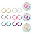 thumbnail image 4 of 6 Pairs Polymer Clay Beaded Hoops Earrings Vinyl Disc Beads Open Circle Earring Studs, 4 of 9