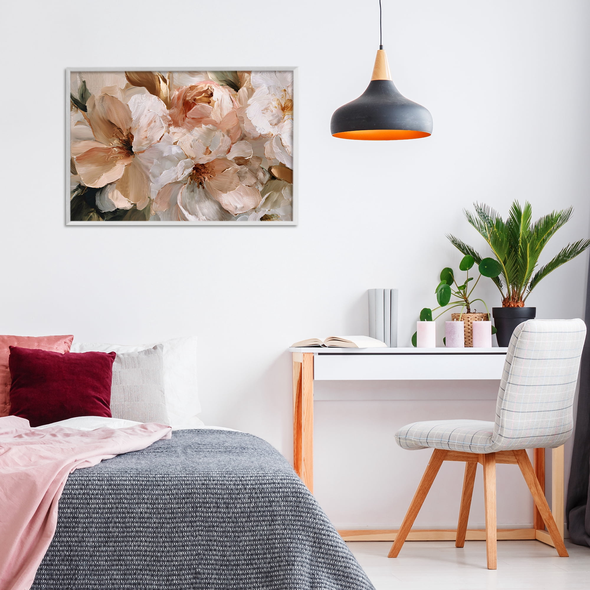 Stupell Industries Pink Brushstroke Petals White Framed Giclee Art, design by Jacky Ngan