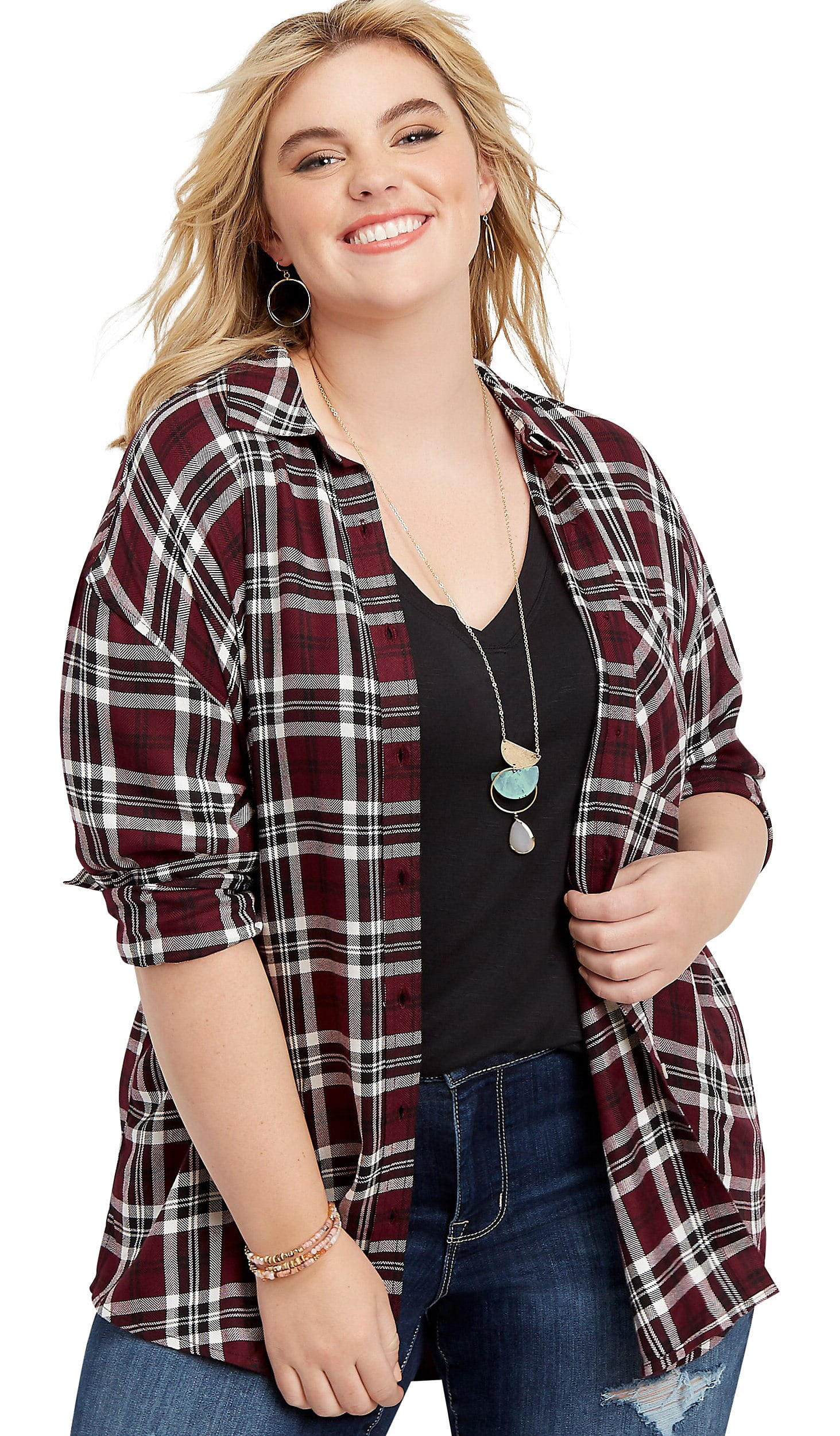 maurices Womens Plus Size Plaid Puffer Vest