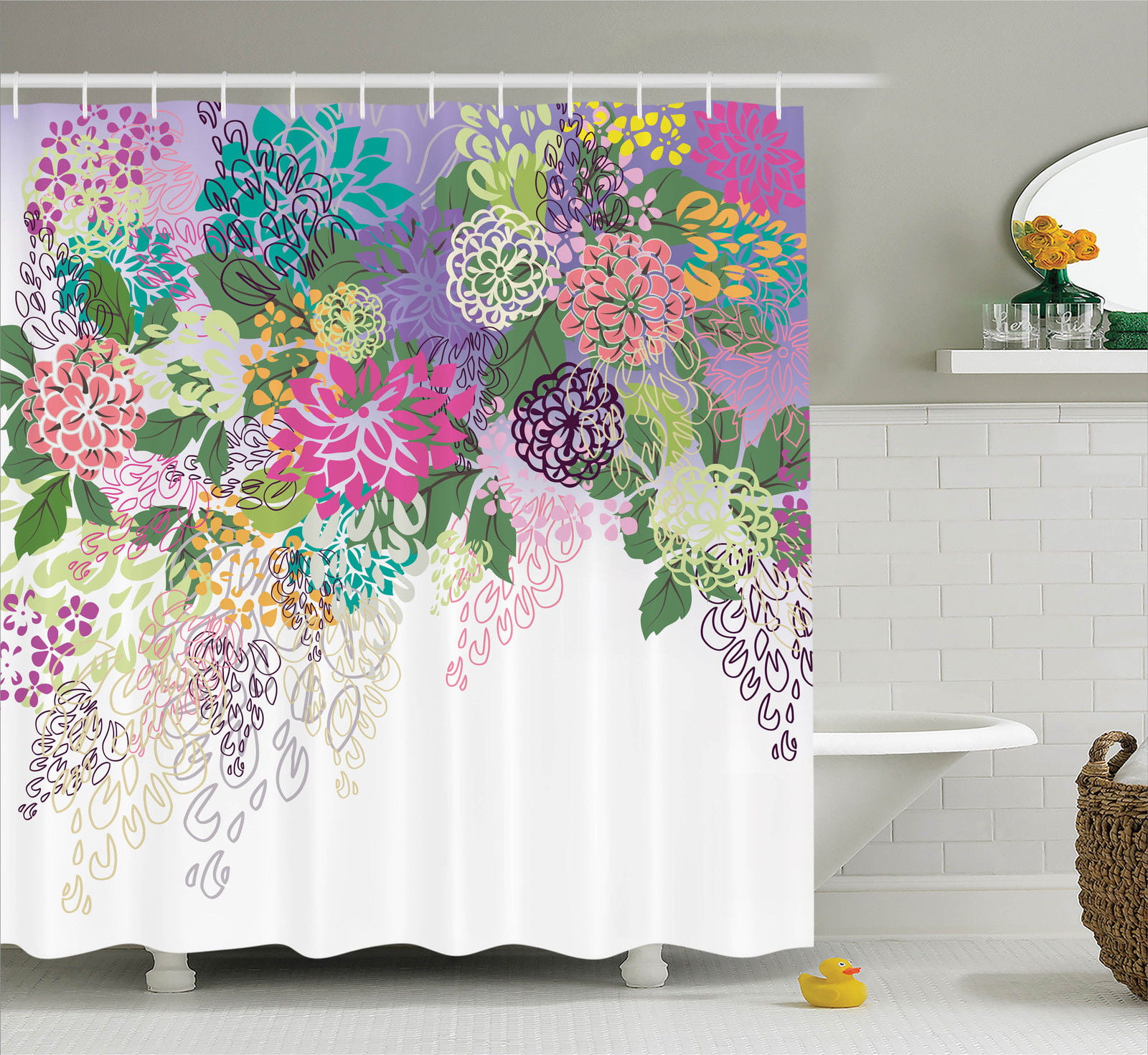 Details about   Floral Shower Curtain Spring Romantic Design Print for Bathroom 