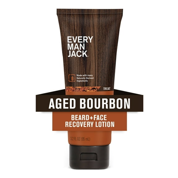 Every Man Jack Aged Bourbon Recovery Beard and Face Lotion for Men, Naturally Derived, 3.2 oz