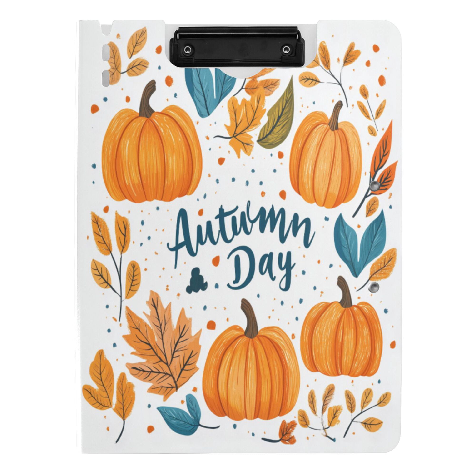 FORMRS A4 Clipboard Folder with Pen Holder Horizontal Foldable School Office Binder, Pumpkins Pattern