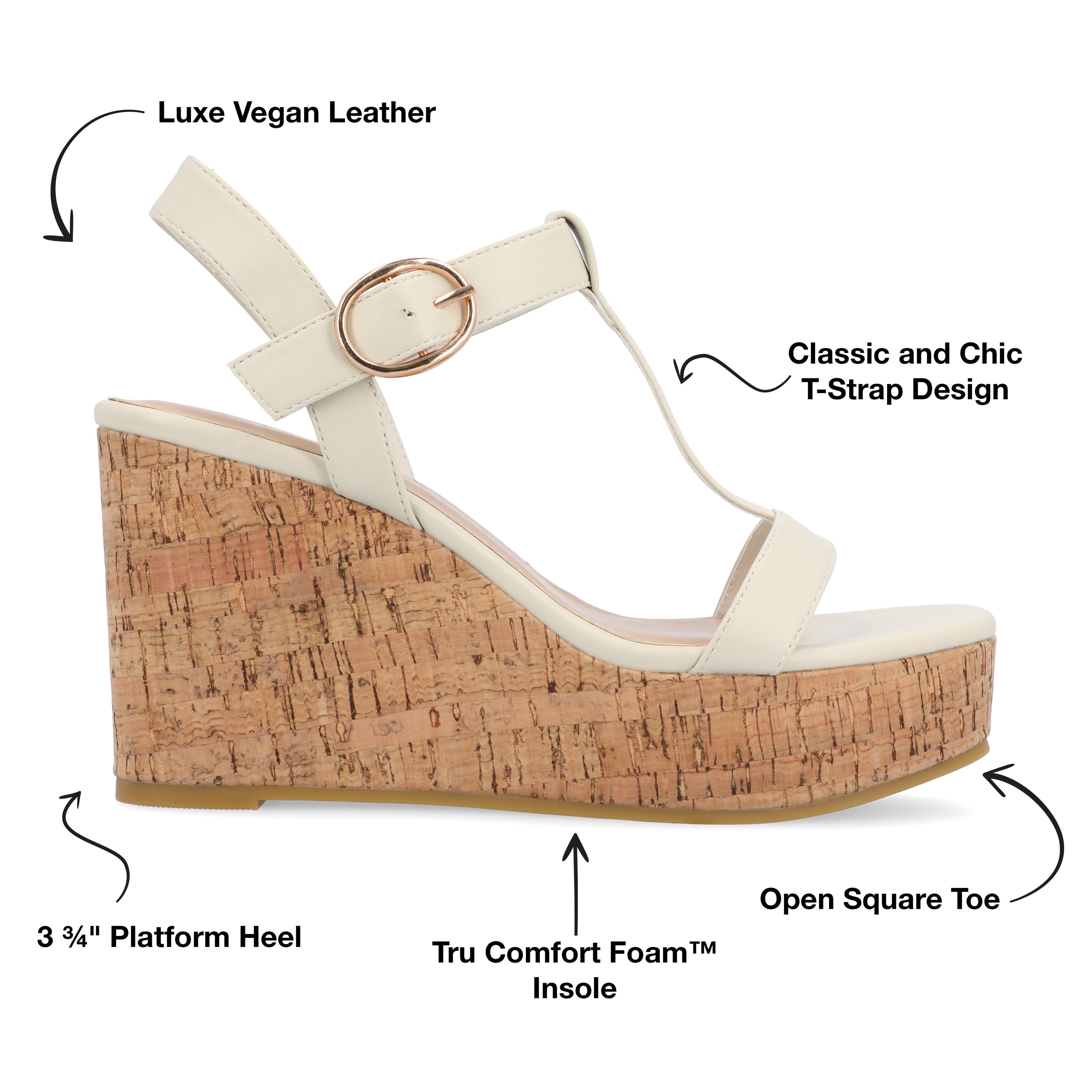 Journee Womens Matildaa Buckle Platform Wedge Sandals