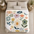 thumbnail image 5 of Retro Folk Art Flower Pattern, Cozy Botanical Garden Scene, Warm Flannel Blanket for Sunroom and Reading Nook, Garden Lovers Housewarming Gift, Botanical Home Decor, 5 of 9
