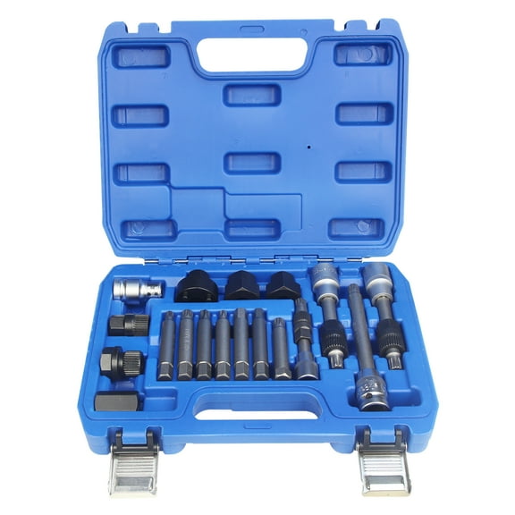 18pcs Alternator Pulley Service Decoupler Insert Bit Socket Set Tool Kit, Alternator Pulley Removal Tool, Car Alternator Pulley Remover Decoupling Puller