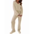 thumbnail image 2 of Women'S Lounge Sets Fall Fashion 2 Piece Outfits Sweater Pajama Set Fuzzy Loungewear Matching Winter Clothes Camel Color XS, 2 of 9