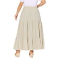 thumbnail image 3 of Agnes Orinda Women's Plus Size Swing Skirt Elastic High Waist Layered Flowy Casual Beach A Line Maxi Skirts 4X Beige, 3 of 6