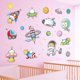 thumbnail image 3 of 2 pegatinas de pared espacio creativo astronauta de dibujos animados habitación de los niños escuela planetario pared pintura decorativa de vidrio 50 * 70 cm oso de fresa  Electrónica, 3 of 5
