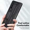 thumbnail image 2 of MonsDirect for 7.6 inch Samsung Galaxy Z Fold 4 5G 2022 Case, Hard PC Case with Hidden Stand, Anti-Drop Free Folding Hinge Cover with Screen Protector & Lens Protection for Galaxy Z Fold 4, Black, 2 of 7