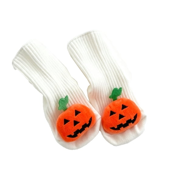 ZHOGXU Kids Halloween Pumpkin Socks For Toddlers Comfort Breathable Cute Socks Casual Daily Wear,Orange