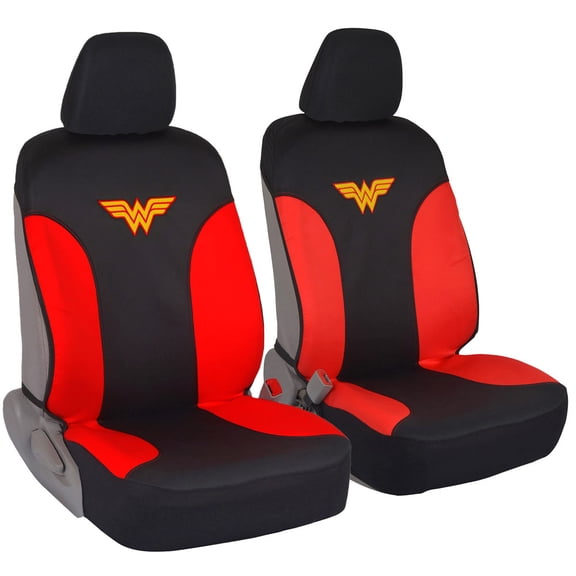 DC Comics Wonder Woman Car Seat Covers - 100% Waterproof Covers, Front 2 Pairs, Original License Products