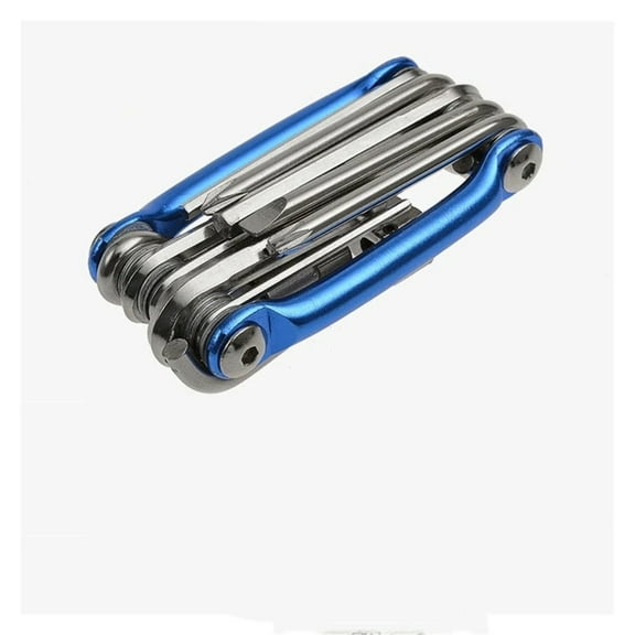 Motorcycle Wrench Kit For General Bike Repair Tool Kit, 11 In 1 Portable Multi Function Bicycle Accessories with Chain Clamps, Firm Wrench, Screwdriver, Straight Screwdriver, Hex Key Wrench（blue）