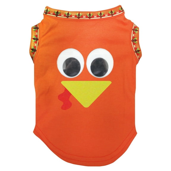 Petitebelle Cute Yellow Turkey Face Puppy Dog Shirt (Orange/Turkeys, X-Small)