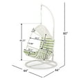 Noble House Malia Wicker Hanging Chair with Stand in White and Green
