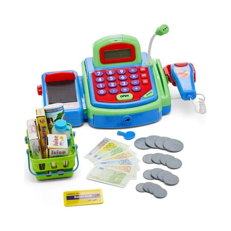 Dash Toyz Pretend Play Electronic Toy Cash Register Toy with Mic Speaker,Money Green